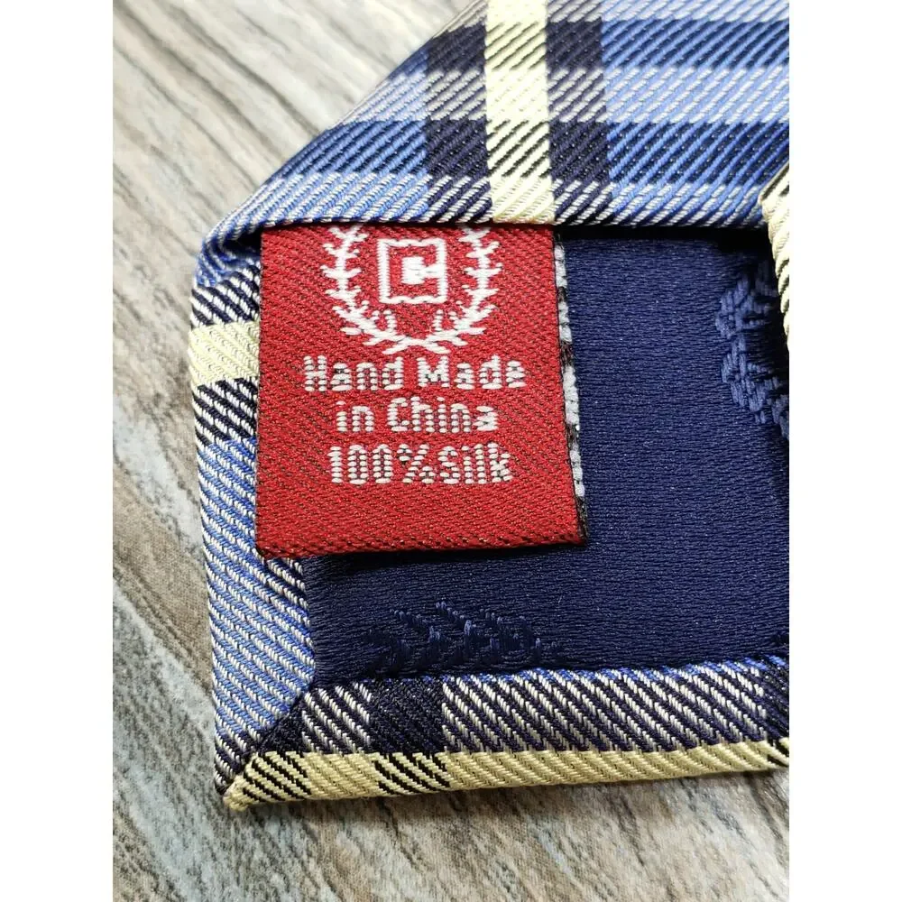 Chaps Handmade Blue Plaid Men's Silk Neck Tie